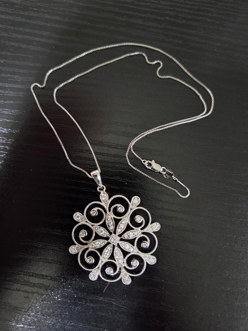 ADI Sterling Silver Stamped 925 Winter Snowflake or Flower Pendant CZ Stones